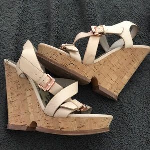 Sam Edelman rose gold cork wedges
